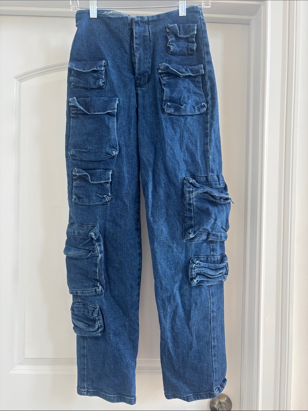 Forever 21 Blue Relaxed Cargo Pocket Jeans